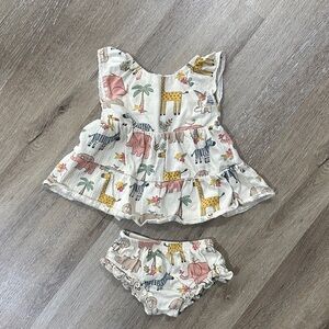 Adorable Safari Print Kids Dress Set 6 mo